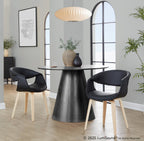 Curvo Upholstered Chair - Set of 2 - Natural Wood, Black PU