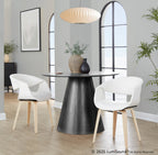 Curvo Upholstered Chair - Set of 2 - Natural Wood, White PU