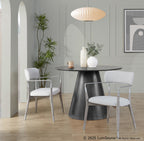Savannah Chair - Set of 2 - Silver Metal, Grey Brushed Wood, Light Grey Fabric