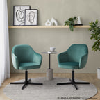 Buena Swivel Accent Chair - Black Metal, Green Velvet