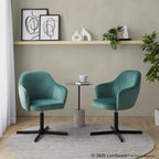 Buena Swivel Accent Chair - Black Metal, Green Velvet