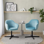 Buena Swivel Accent Chair - Black Metal, Light Blue Velvet