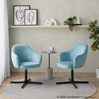 Buena Swivel Accent Chair - Black Metal, Light Blue Velvet
