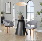 Curvo Upholstered Chair - Set of 2 - Zebra Wood, Grey Fabric