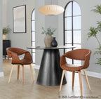 Curvo Upholstered Chair - Set of 2 - Zebra Wood, Camel PU