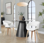 Curvo Upholstered Chair - Set of 2 - Zebra Wood, White PU