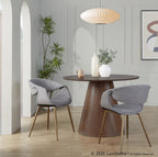 Curvo Upholstered Chair - Set of 2 - Antique Copper Metal, Grey Fabric