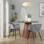 Curvo Upholstered Chair - Set of 2 - Black Metal, Grey Fabric