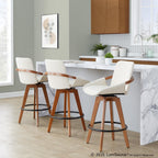 Cosmo 26" Fixed-Height Counter Stool - Walnut Bamboo, Cream Noise Fabric