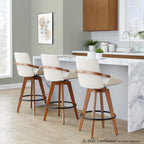 Cosmo 26" Fixed-Height Counter Stool - Walnut Bamboo, Cream Noise Fabric