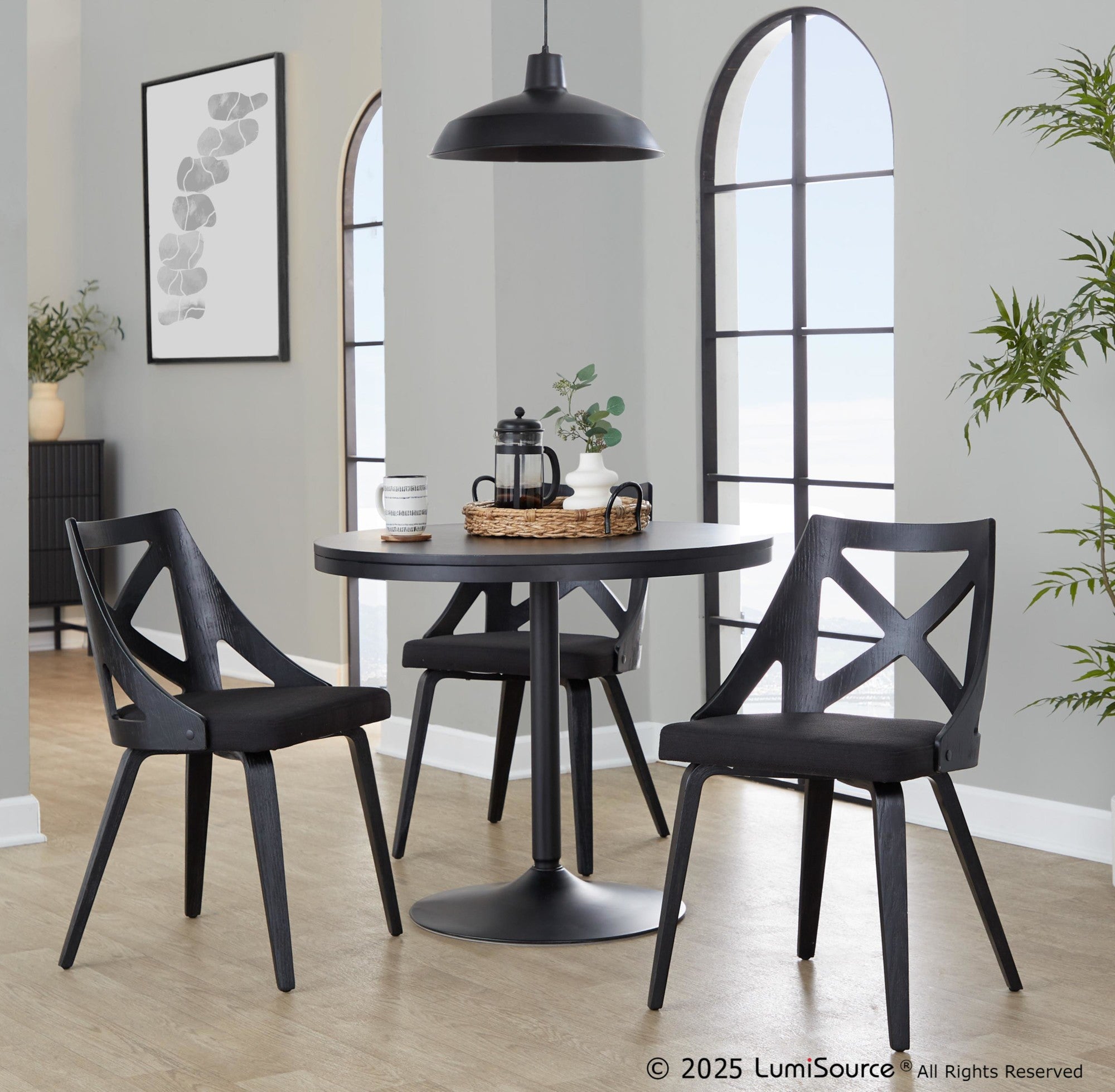 Dakota Dining Table - Black Steel, Black Wood