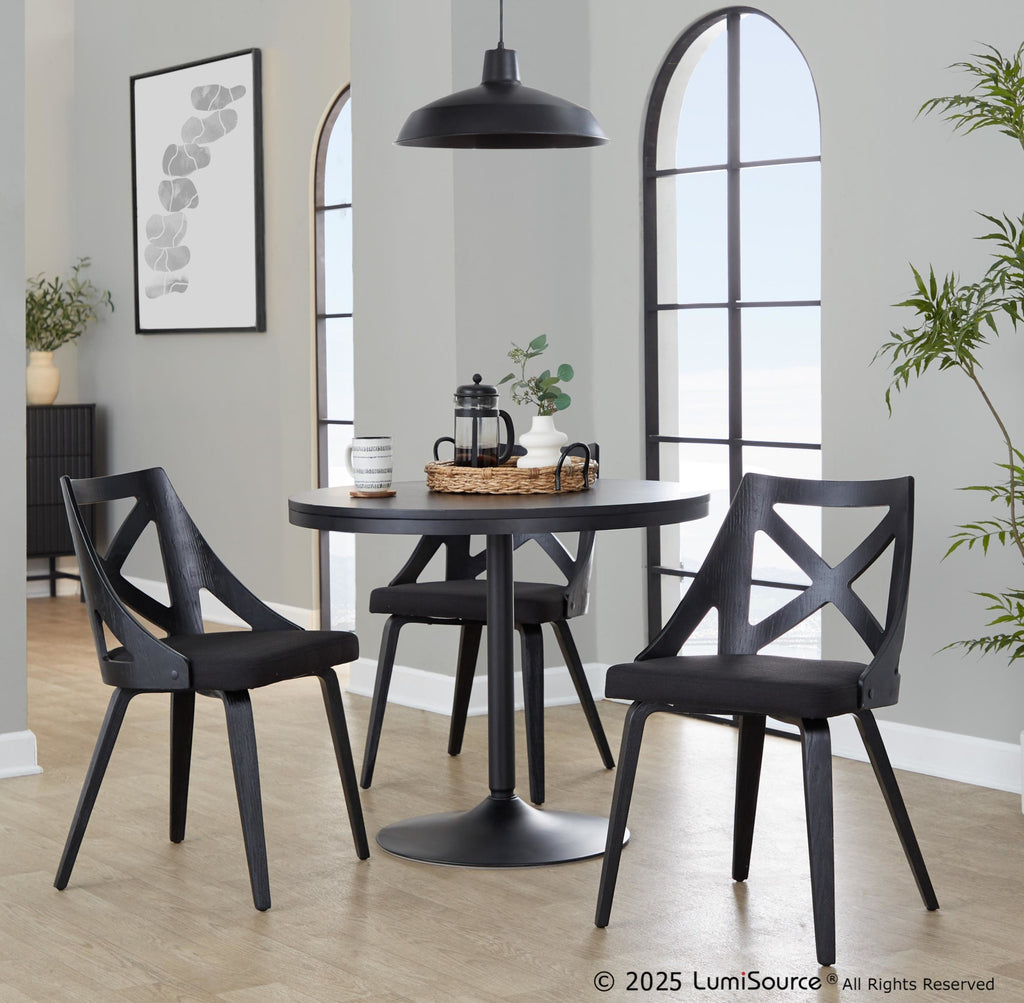 Charlotte Chair - Set of 2 - Black Wood, Charcoal Fabric