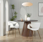 Curvo Upholstered Chair - Set of 2 - Antique Copper Metal, White PU
