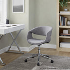 Curvo Upholstered 5-star Task Chair - Chrome Metal, Grey Fabric