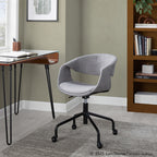 Curvo Upholstered 4-star Task Chair - Black Metal, Grey Fabric