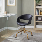 Curvo Upholstered 4-star Task Chair - Gold Metal, Black PU