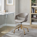 Curvo Upholstered 4-star Task Chair - Gold Metal, Light Grey PU