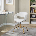 Curvo Upholstered 4-star Task Chair - Gold Metal, White PU