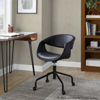 Curvo Upholstered 4-star Task Chair - Black Metal, Black PU