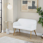 Daniella High Back Bench - Gold Steel, White PU