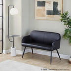 Daniella High Back Bench - Black Steel, Black PU