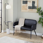 Daniella High Back Bench - Black Steel, Black PU