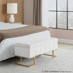 Midas Storage Bench - Gold Steel, White Velvet