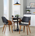 Curvo High Back Chair - Set of 2 - Walnut Wood, Black PU