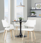 Curvo High Back Upholstered Chair - Set of 2 - Natural Wood, White PU