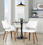Curvo High Back Upholstered Chair - Set of 2 - Walnut Wood, White PU