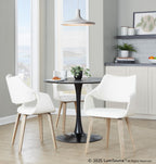 Curvo High Back Upholstered Chair - Set of 2 - Whitewashed Wood, White PU