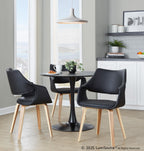 Curvo High Back Upholstered Chair - Set of 2 - Zebra Wood, Black PU