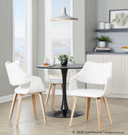 Curvo High Back Upholstered Chair - Set of 2 - Zebra Wood, White PU