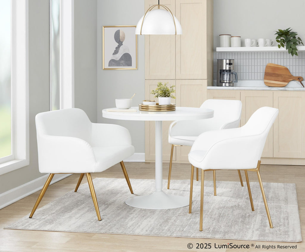 Dakota Dining Table - White Steel, White Wood