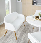 Daniella High Back Bench - Gold Steel, White PU