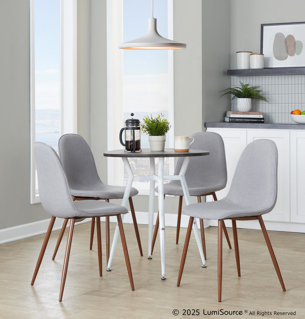 Clara Round Dinette Table - Vintage White Metal, Espresso Bamboo