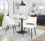 Curvo High Back Upholstered Chair - Set of 2 - Black Metal, White PU