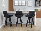 Cosmo 26" Fixed-Height Counter Stool - Set of 2 - Black Bamboo, Black PU, Black Metal