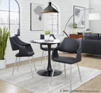 Curvo High Back Upholstered Chair - Set of 2 - Chrome Metal, Black PU