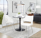 Curvo High Back Upholstered Chair - Set of 2 - Chrome Metal, White PU