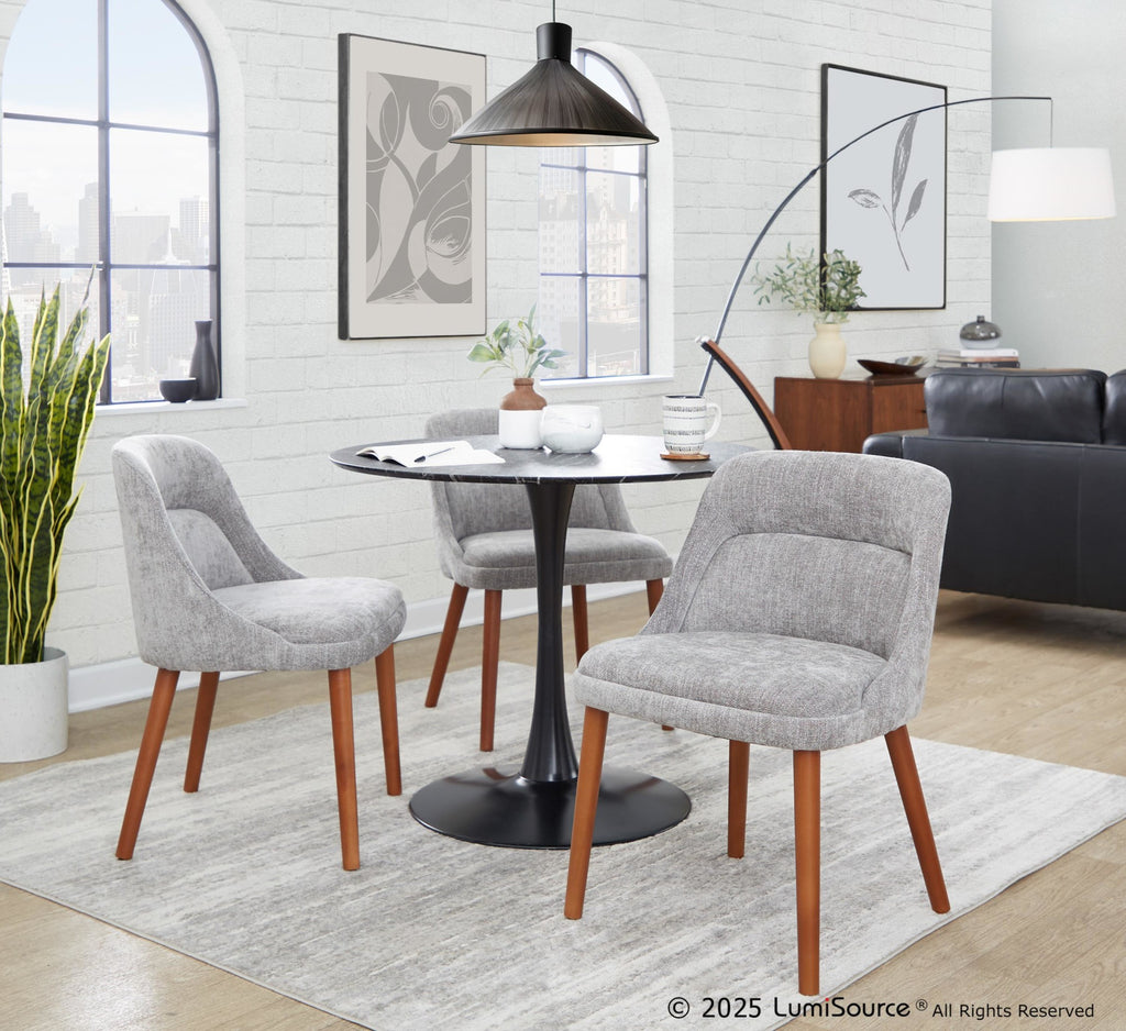Rina Chair - Set of 2 - Walnut Wood, Grey Fabric