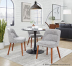 Rina Chair - Set of 2 - Walnut Wood, Grey Fabric