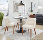 Rina Chair - Set of 2 - Walnut Wood, Light Brown Fabric