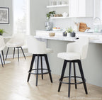 Ahoy 26" Fixed-Height Counter Stool - Set of 2 - Black Bamboo, Cream Fabric, Black Metal