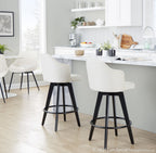 Ahoy 26" Fixed-Height Counter Stool - Set of 2 - Black Bamboo, Cream Fabric, Black Metal