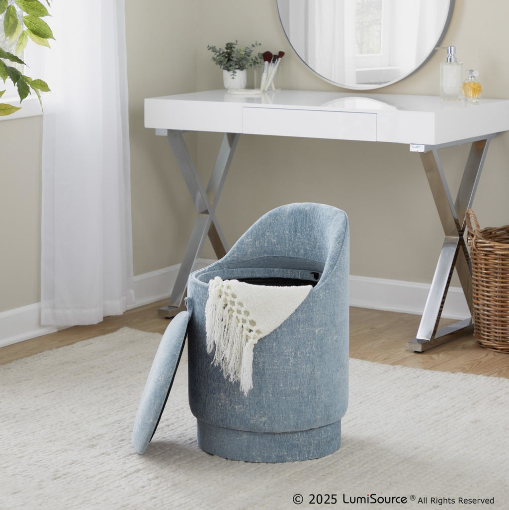 Marla 18" Upholstered Vanity Stool - Light Blue Fabric
