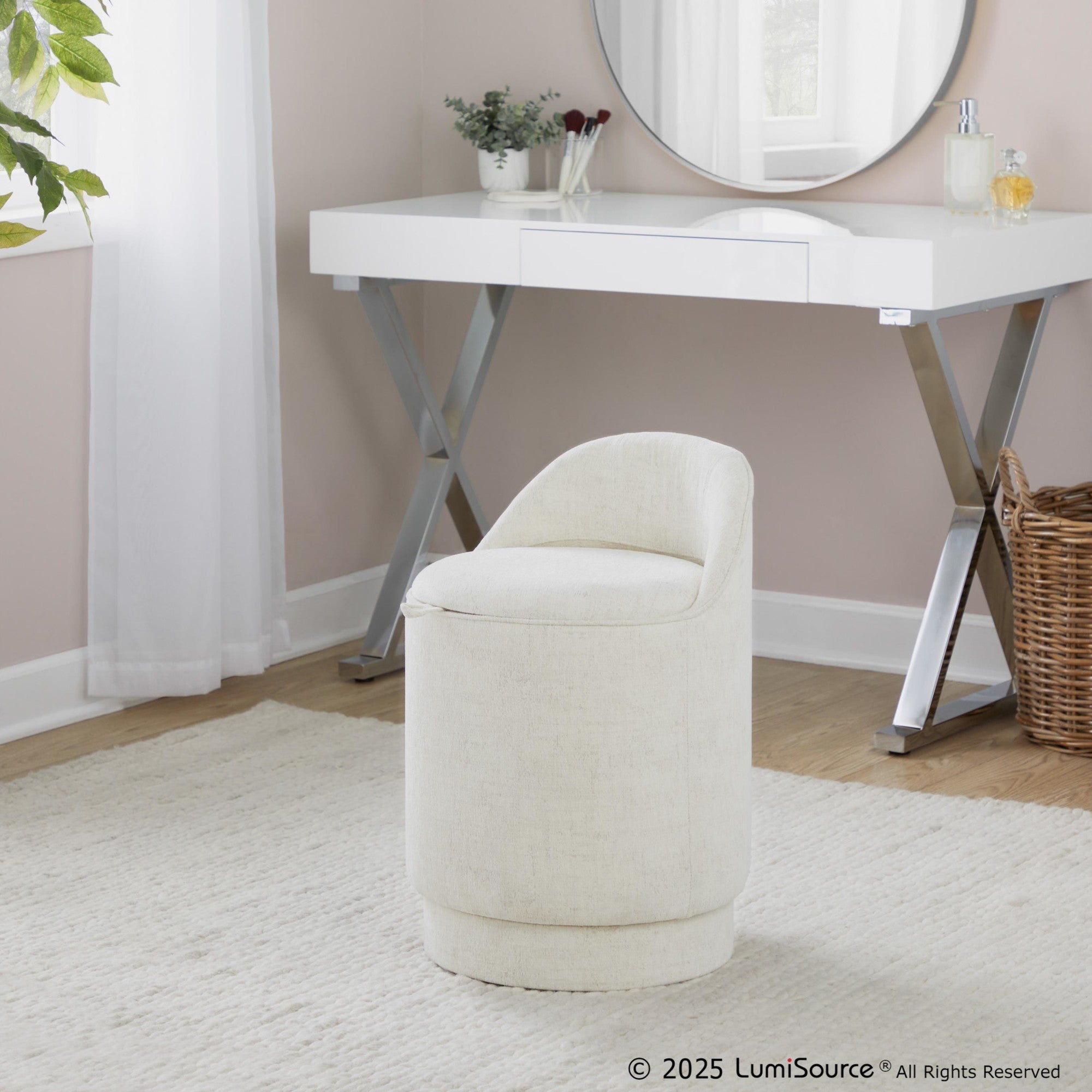 Marla 18" Upholstered Vanity Stool - Cream Fabric