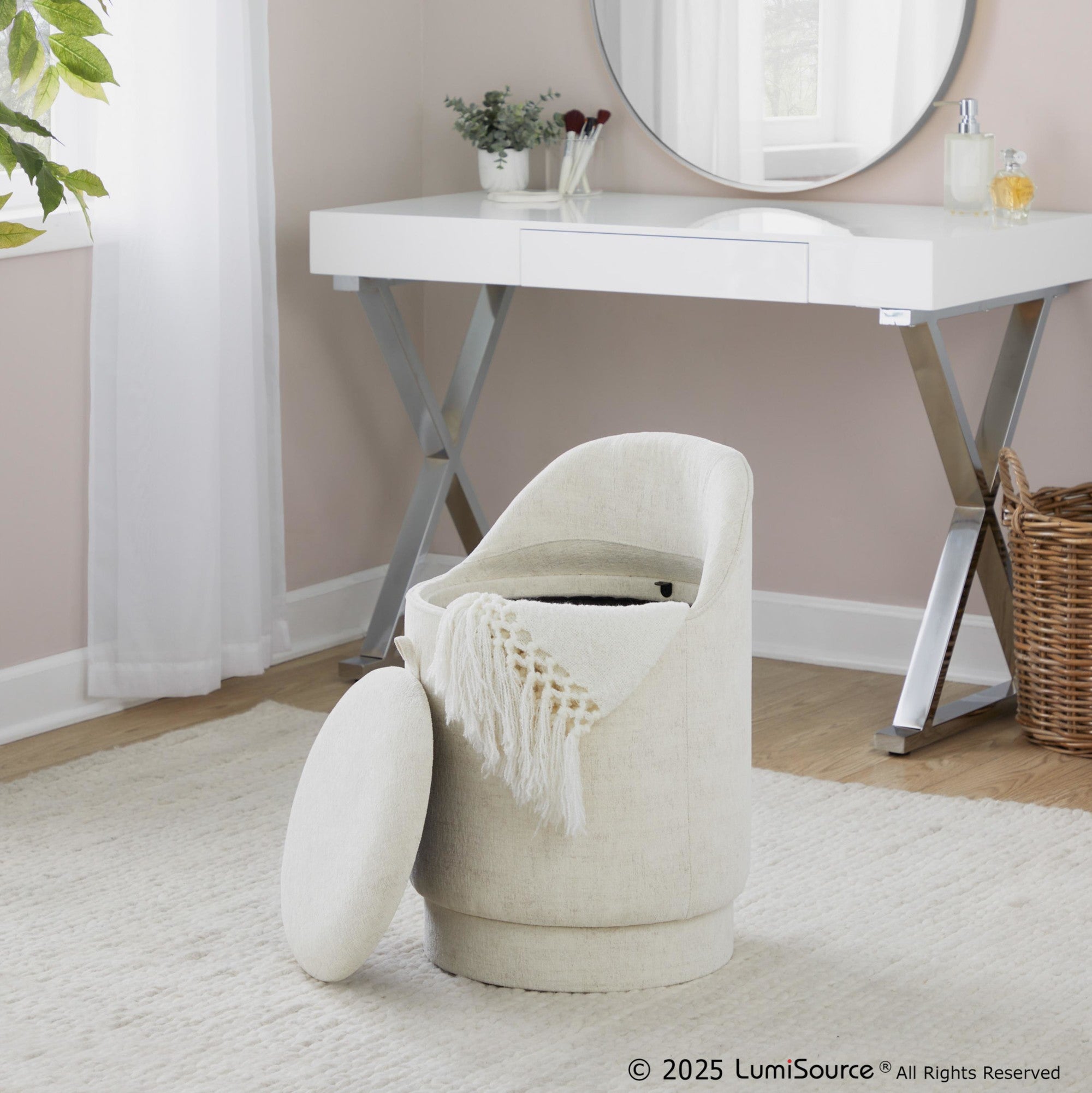 Marla 18" Upholstered Vanity Stool - Cream Fabric