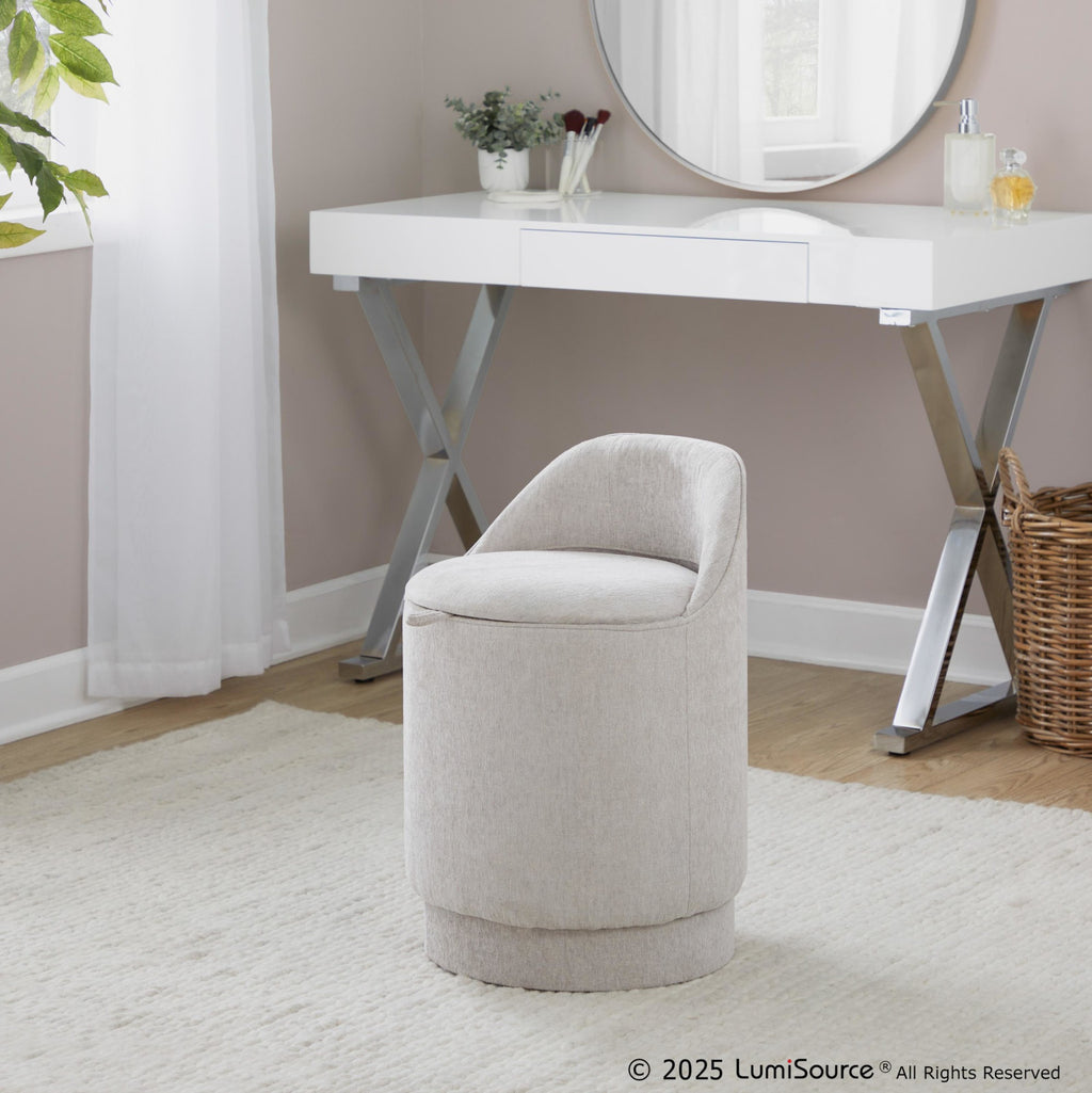 Marla 18" Upholstered Vanity Stool - Grey Fabric