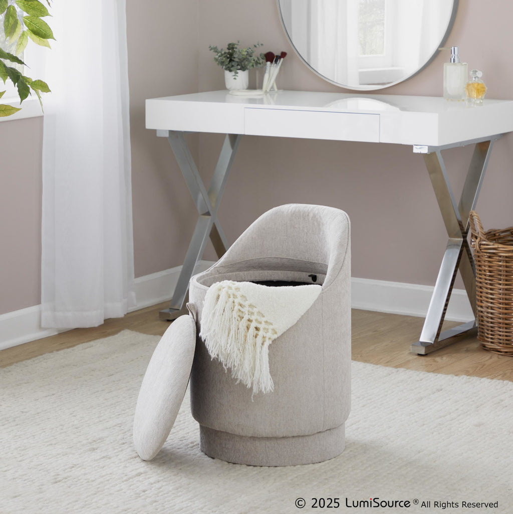 Marla 18" Upholstered Vanity Stool - Grey Fabric